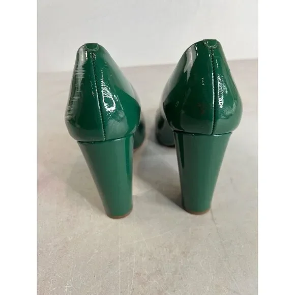 J. Crew Factory Green Heels with Light Green Toe Cap - Picture 4 of 16